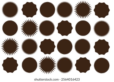 Set of price sticker, sale or discount sticker, sunburst badges icon. Stars shape with different number of rays. Special offer price tag. starburst promotional badge set, shopping labels