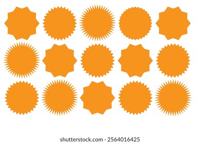 Set of price sticker, sale or discount sticker, sunburst badges icon. Stars shape with different number of rays. Special offer price tag. starburst promotional badge set, shopping labels