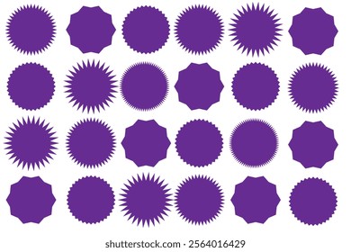 Set of price sticker, sale or discount sticker, sunburst badges icon. Stars shape with different number of rays. Special offer price tag. starburst promotional badge set, shopping labels