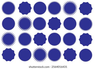 Set of price sticker, sale or discount sticker, sunburst badges icon. Stars shape with different number of rays. Special offer price tag. starburst promotional badge set, shopping labels