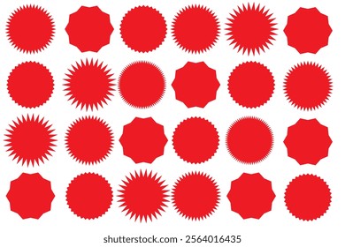 Set of price sticker, sale or discount sticker, sunburst badges icon. Stars shape with different number of rays. Special offer price tag. starburst promotional badge set, shopping labels