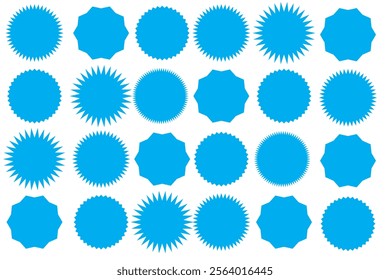 Set of price sticker, sale or discount sticker, sunburst badges icon. Stars shape with different number of rays. Special offer price tag. starburst promotional badge set, shopping labels