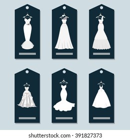 A set of price tag with the image of a cute wedding dresses. Blue set