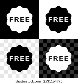 Set Price tag with an inscription Free icon isolated on black and white, transparent background. Badge for price. Promo tag discount.  Vector