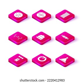 Set Price tag with an inscription Sale, Christmas wreath, lights, Cake, Santa Claus hat, Candy, wish list template and Gift box icon. Vector