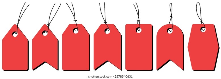 Set of price tag. Red price tags template. Paper price label, tags or gift tags collection. Blank red paper price tags vector illustrator.