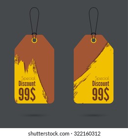 Set price tag with ribbons and labels. Special discount.