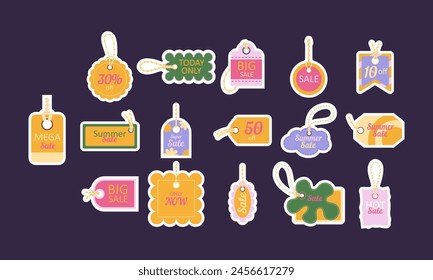 Set of price tag stickers with y2k aesthetics