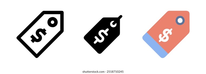 set of Price tag. Vector icon set on line art style