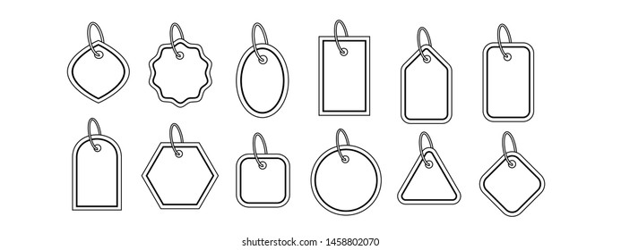 Set of price tags in in different shapes. On white background. Blank labels template price tags set vector. Empty price tags vector
