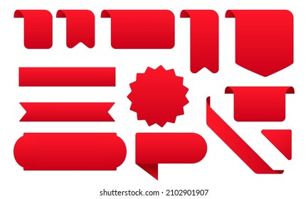 A set of price tags. Red tags or labels for banner and booklet design. Vector clipart.