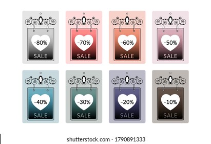 Set of price tags. Sale labels. Panel shaped. Colorful label and original. Vector illustration.