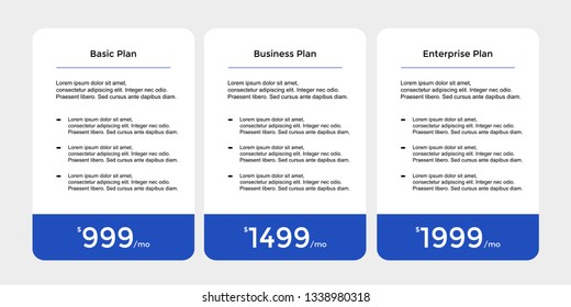 set of pricing table, order, box, button, list,ui and ux for web design / mobile