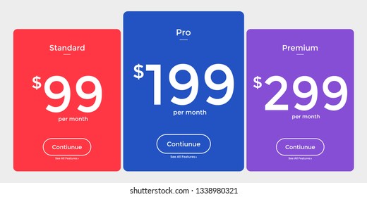 set of pricing table, order, box, button, list,ui and ux for web design / mobile