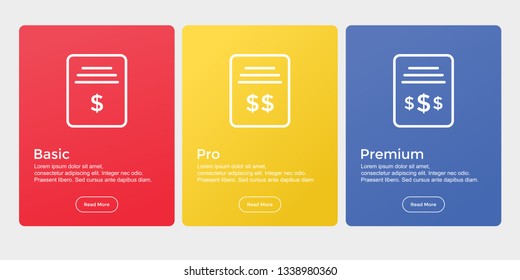 set of pricing table, order, box, button, list,ui and ux for web design / mobile