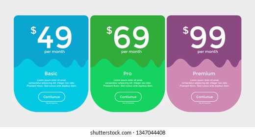 set of pricing table, order, box, button, list,ui and ux for web design / mobile