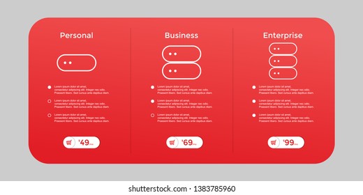 set of pricing table, order, box, button, list for web 