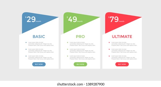 set of pricing table, order, box, button, list for web 