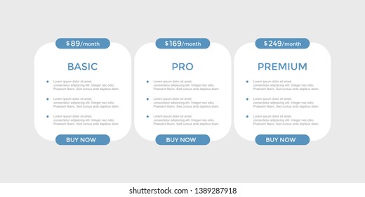 set of pricing table, order, box, button, list for web 