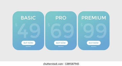 set of pricing table, order, box, button, list for web 