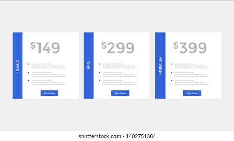 set of pricing table, order, box, button, list,ui and ux for web design / mobile