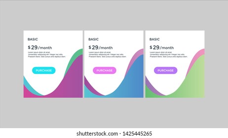 set of pricing table, order, box, button, list for web 