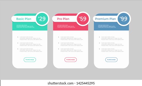 set of pricing table, order, box, button, list for web 