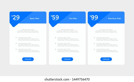 set of pricing table, order, box, button, list for web 