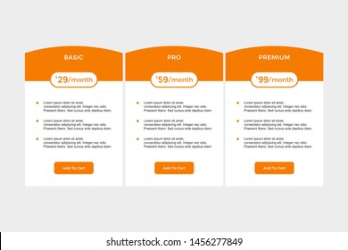 set of pricing table, order, box, button, list for web 