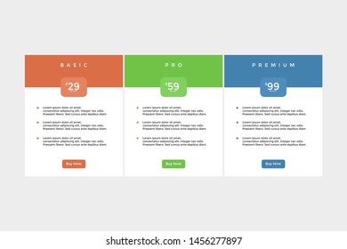 set of pricing table, order, box, button, list for web 