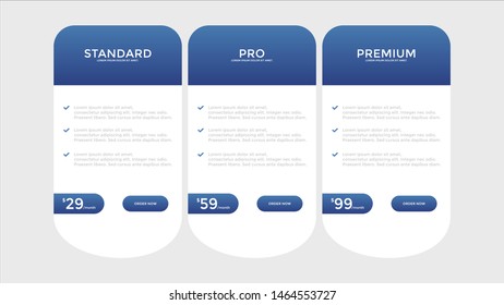 set of pricing table, order, box, button, list for web 
