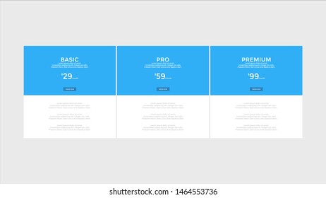 set of pricing table, order, box, button, list for web 
