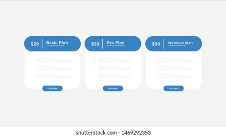 set of pricing table, order, box, button, list for web 