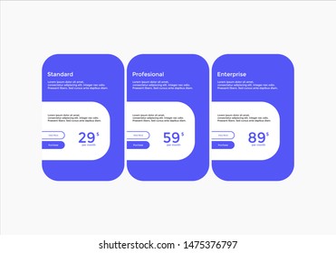 set of pricing table, order, box, button, list for web 
