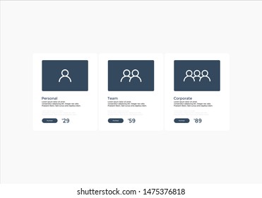 set of pricing table, order, box, button, list for web 