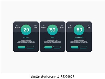 set of pricing table, order, box, button, list for web 