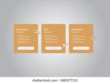 set of pricing table, order, box, button, list for web 