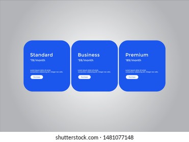 set of pricing table, order, box, button, list for web 