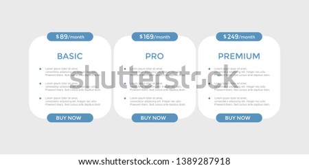 set of pricing table, order, box, button, list for web 