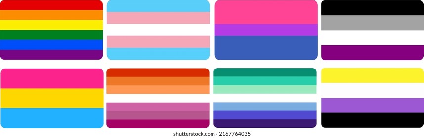 Set Pride Flags Many Different Types Stock Vector (Royalty Free ...