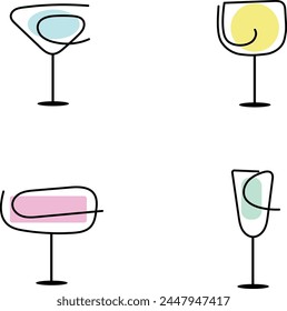 Set of primitive cocktails in pastel colors
