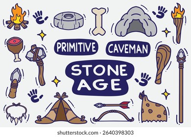 set of primitive doodle with color good for, background, wallpaper, element design, icon, etc