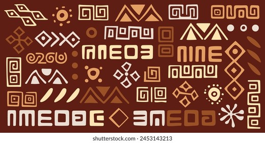 Set of primitive ethnic elements, hand drawn geometric ornament, vector design