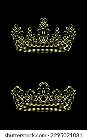 set of princess crowns, 3 mm rhinestone application, pattern width 253 mm