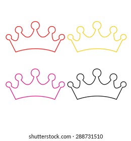 set of princess crowns isolated on white background - vector