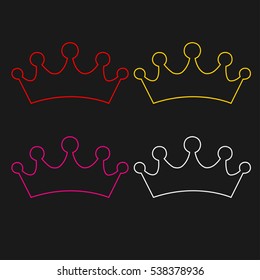 set of princess crowns isolated on white background - vector