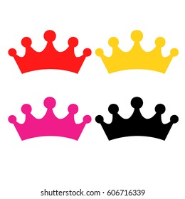 set of princess crowns isolated on white background - vector