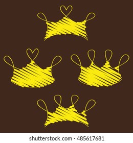 a set of princess crowns, sketch, vector illustration