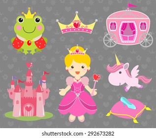 Set of Princess Party Clip Art Vector 