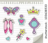 set of princess stickers, elements for kid design